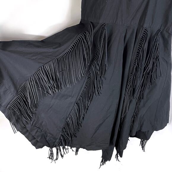 Bibhu‎ Mohapatra Cutout Fringe Dress Black Button Short Sleeve Western Sz 4 - Picture 8 of 13